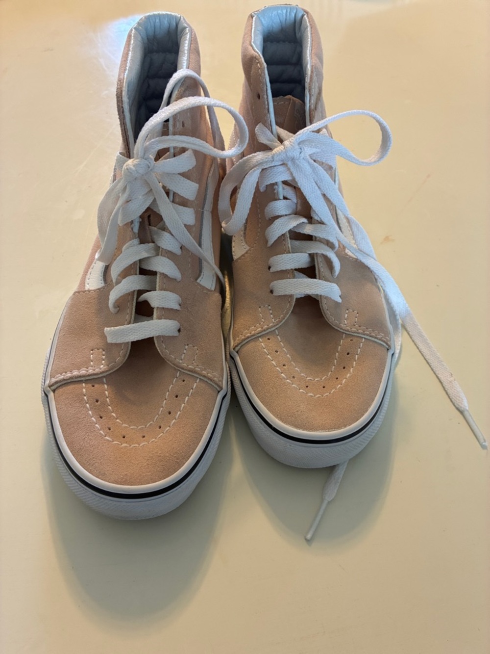 Vans High-Top Sneakers in Blush and White